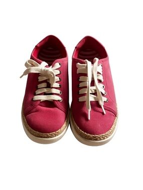 Vionic Red/Pink Canvas Sneakers with Jute size 8.5
